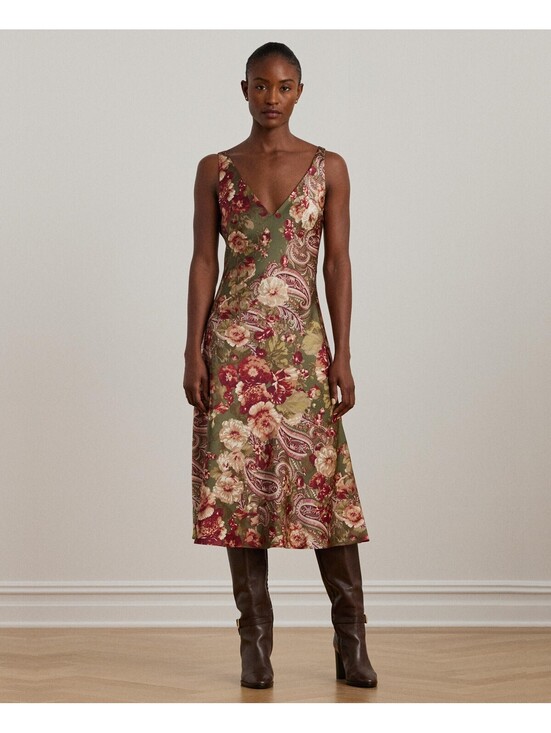 Lauren Ralph Lauren Dresses & Skirts - Lauren Ralph Lauren Women's Floral Satin Charmeuse Sleeveless Dress Size 14 Us